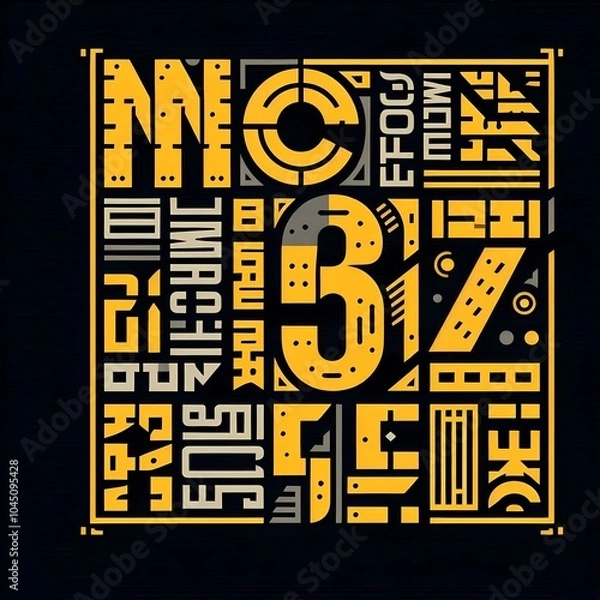 Fototapeta Abstract Typography Design with Geometric Shapes and Numbers