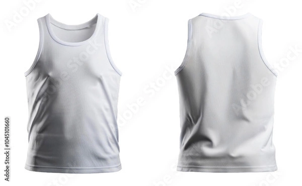 Fototapeta White men's tank top mockup - front and back view on transparent background.