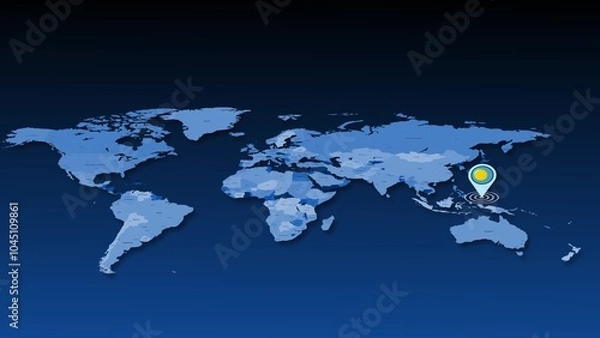 Fototapeta Palau flag icon GPS location tracking on earth map