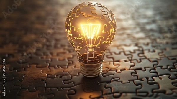 Obraz Light Bulb Constructed from Puzzle Pieces