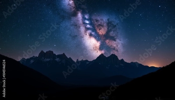 Obraz Majestic mountains illuminated by the Milky Way in a starry night sky