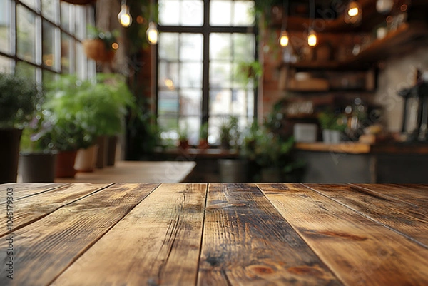 Fototapeta Empty wooden table in the kitchen background. for product display.