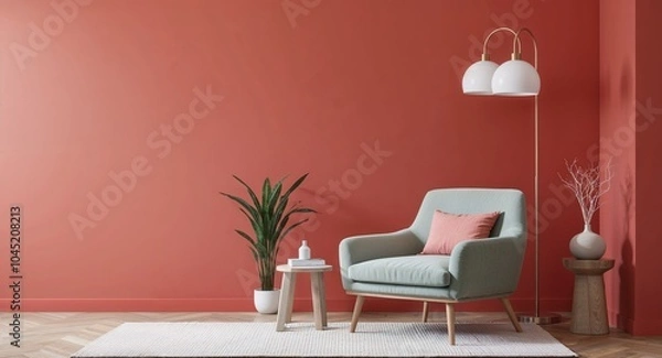 Fototapeta Smooth coral red wall background bright coral surface with a clean matte finish