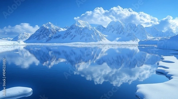 Fototapeta Snow mountain lake scenery
