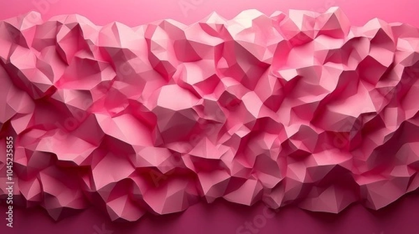 Fototapeta A vibrant pink abstract textured background featuring crumpled geometric shapes.