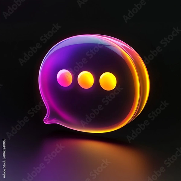 Fototapeta 3d message speech bubble on dark background.