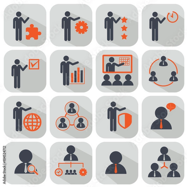 Obraz Human resources and management icons set