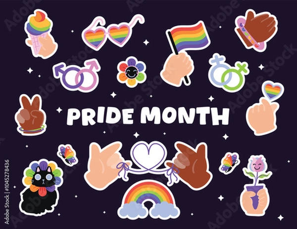 Obraz Symbol consisting of a combination of the rainbow pride flag representing the LGBTQ+ community, forming a heart shape. The rainbow colors are arranged in stripes. This image conveys love, unity.