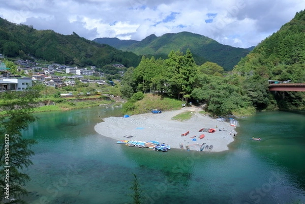 Obraz 土居川と小郷川に囲まれた宮崎の河原　（高知県　仁淀川町）