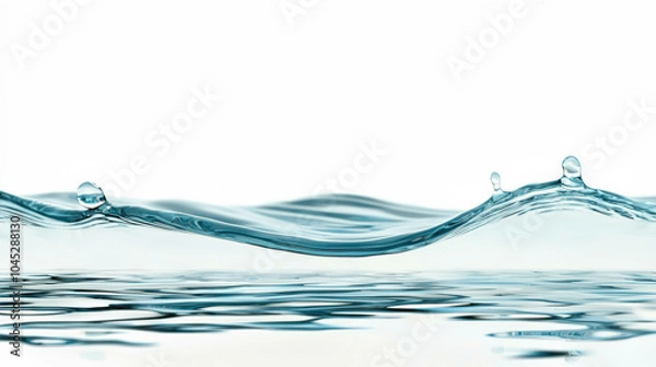 Fototapeta A serene blue wave gracefully undulates on a smooth surface, captured in a minimalist style against a stark white background.