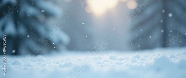 Fototapeta Winter Wonderland, Snow Falling on a Snowy Ground, Christmas and New Year Concept.