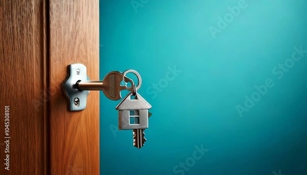 Obraz Key in door lock, security concept