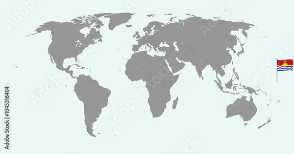 Fototapeta Pin map with Kiribati flag on world map. Vector illustration.