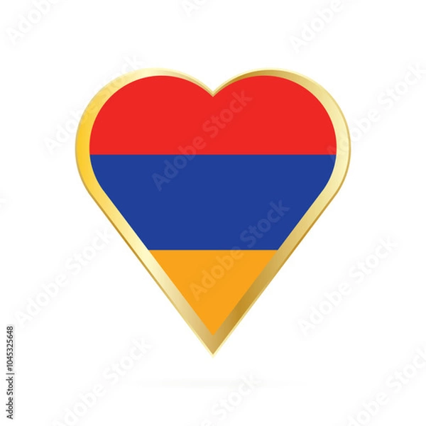 Fototapeta Flag of Armenia in the shape of Heart, symbol of Love Gold version.