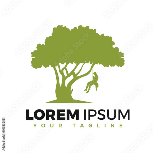 Fototapeta tree climber, lumberjack logo vector illustration, suitable for logos, walls, backgrounds etc
