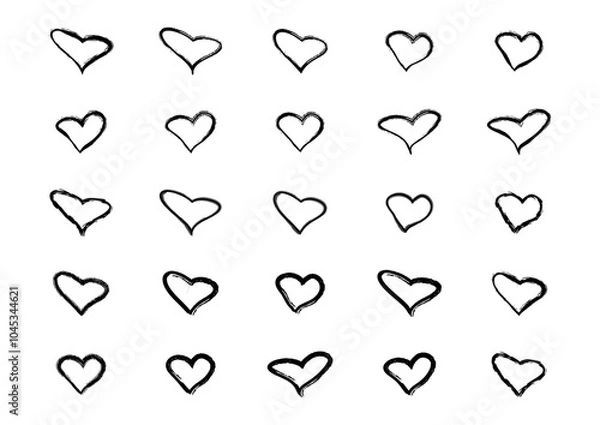 Fototapeta Abstract Black Hearts with Raw, Sketchy Edges Perfect for Love, Christmas, Art, and Valentine Projects	