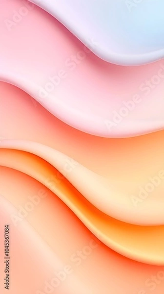 Fototapeta Soft wavy gradient background in pink, peach and orange tones. Abstract flow fabric texture. Design for wallpaper and digital artwork