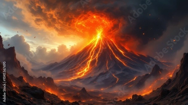 Obraz moment of volcano eruption