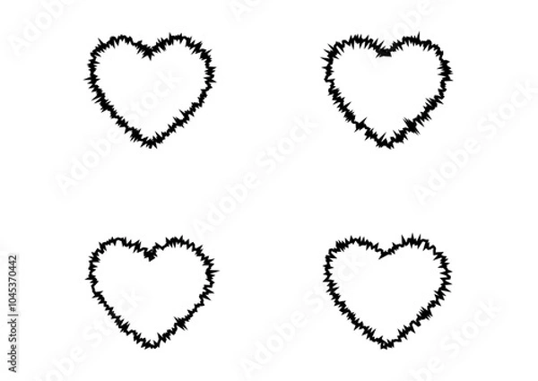 Fototapeta Sharp Edged Heart Shapes Collection: Bold and Unique Heart Outlines for Creative Designs