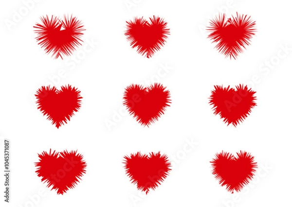 Fototapeta Heart Shapes with Expressive Brushstroke Patterns Perfect for Love, Christmas, Art, and Valentine Projects	