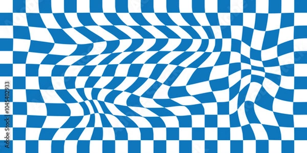 Fototapeta Retro psychedelic checkerboard social media backgrounds set. Groovy wavy y2k checkered vector prints