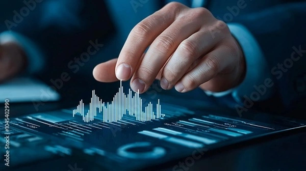 Fototapeta Client consulting financial advisor on investment strategies with charts on desk commercial color grading magazine photography high resolution clean sharp focus