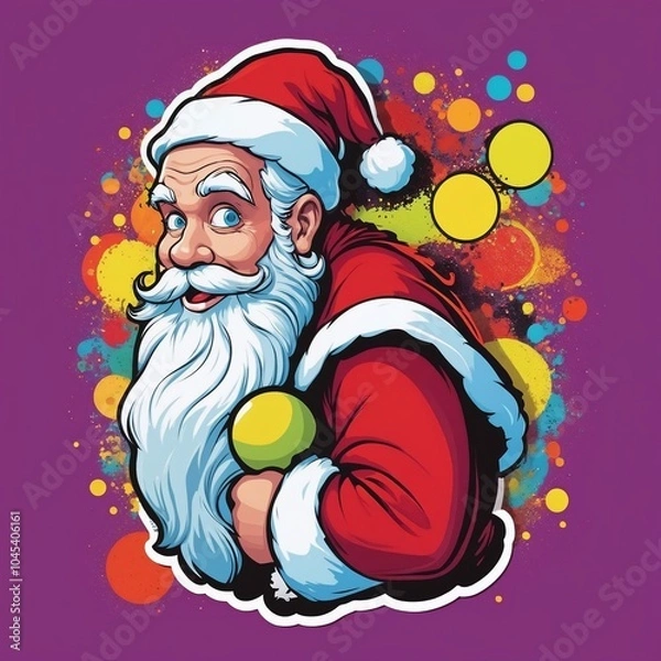 Obraz Santa Claus smiling with gifts against colorful background