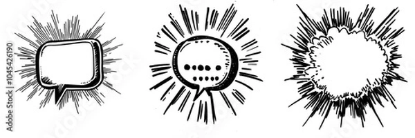 Fototapeta In comic book style, this pop up speech bubble icon portrays an explosion. A speech bubble with a boom and bam sound in dialogue. An outline message box icon with an emotional burst in dialogue,
