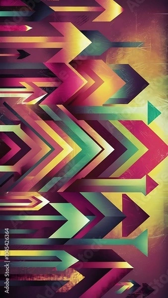 Fototapeta Energetic geometric background featuring an array of dynamic arrows in harmonious motion, evoking sense of speed, agility and purposeful flow