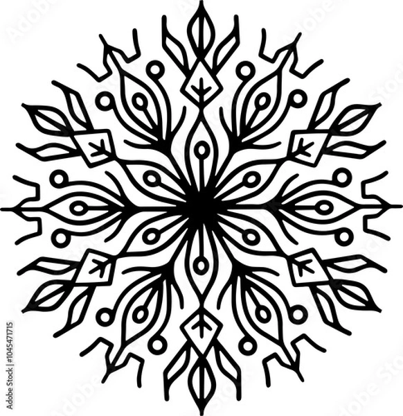 Obraz Abstract snow flake, line art pattern flake Christmas decorative design element.	