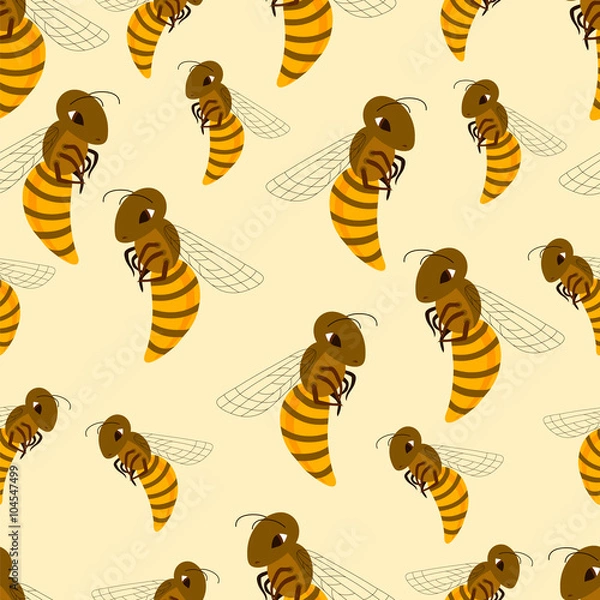 Obraz Cartoon bee swarm seamless pattern