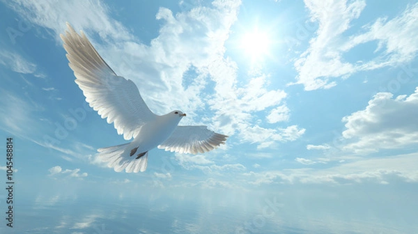 Fototapeta Bird Soaring Freely in the Open Sky