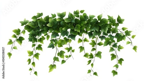 Fototapeta Vibrant green ivy leaves on a white isolated background.