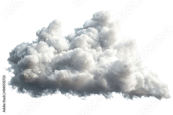 Fototapeta Isolated fluffy white cloud on a transparent background, perfect for design and weather projects.