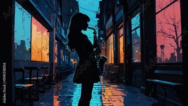 Obraz サックスと少女