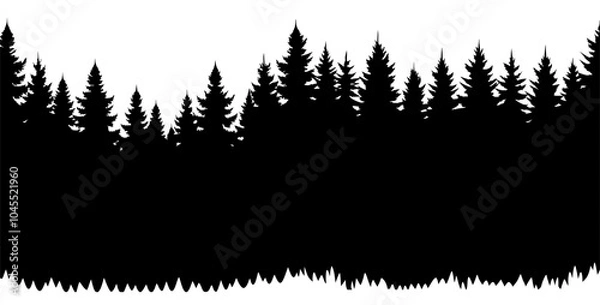 Fototapeta Seamless horizontal silhouette of coniferous forest