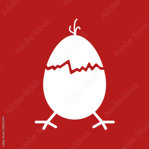 Obraz Hand-drawn cracked easter egg with bird arms and crest.