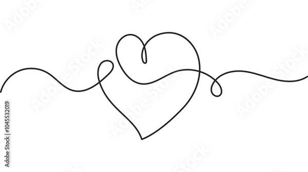 Fototapeta Heart line art style vector illustration. Minimalist hand draw style
