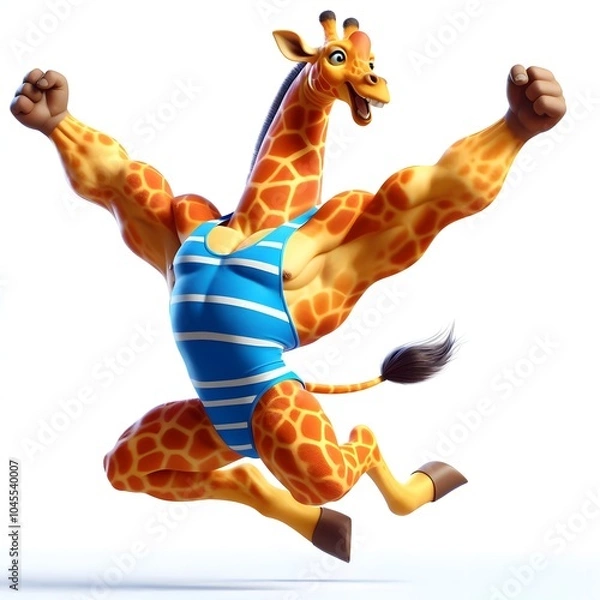 Obraz comical Funny Giraffe hyper-realistic gyming
