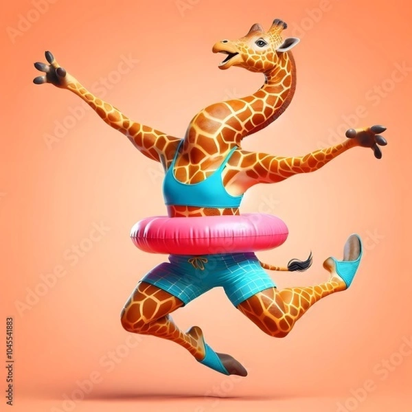 Obraz comical Funny Giraffe hyper-realistic gyming
