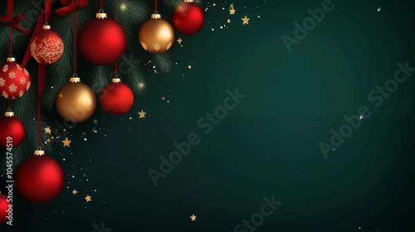 Fototapeta Christmas poster, realistic,  leaving the text writing part