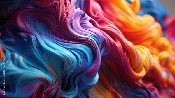 Fototapeta A vibrant swirl of colorful abstract patterns resembling flowing paint or fabric.