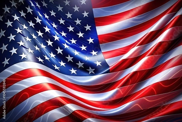 Fototapeta american flag on the wind