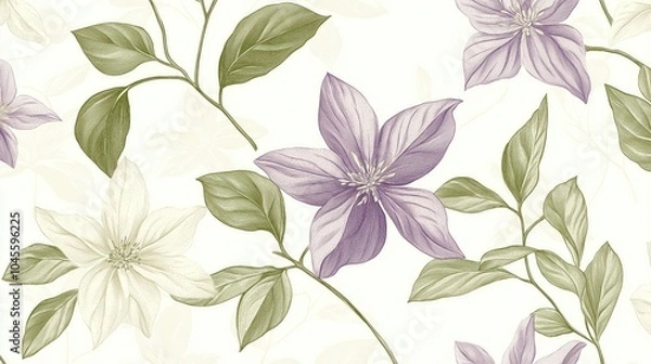 Obraz floral botanical pattern in pastel colors