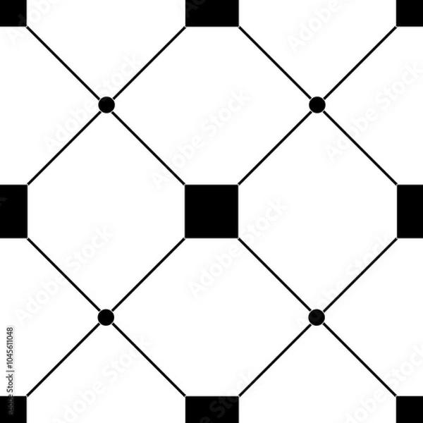 Fototapeta Seamless pattern with black squares on a white background