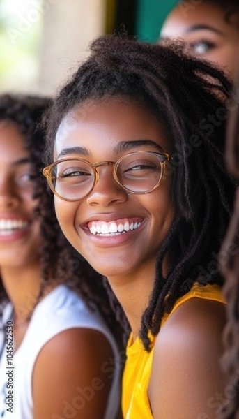 Obraz Group of young volunteer black women smiling happy while working together and helping at a charity
