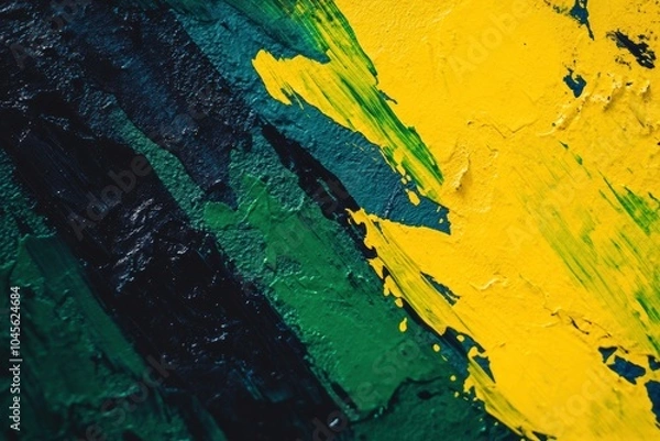Obraz vibrant abstract design featuring green, yellow, and black flowing textures, evoking the energy and pride of Jamaica’s national colors