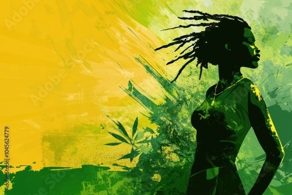 Obraz black green yellow abstract background Jamaican colours