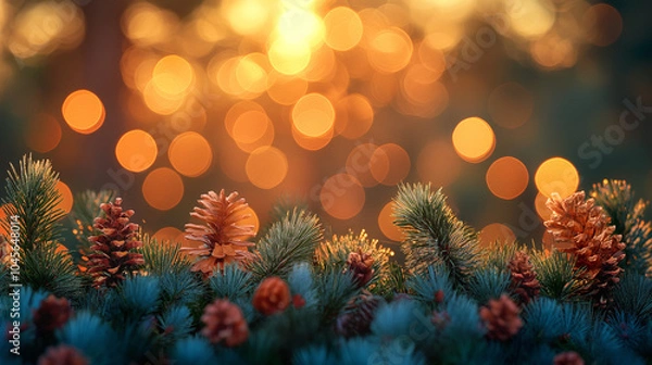 Obraz christmas tree with bokeh