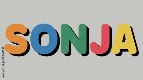 Fototapeta Colorful Bold Letters: The name 'SONJA' in vibrant, playful colors; ideal for logo designs, children's materials, or artistic projects.
